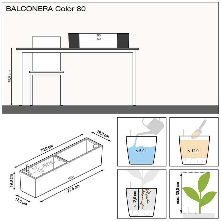 Фото 4 Кашпо Lechuza Balconera Color 80 Белый (15680)