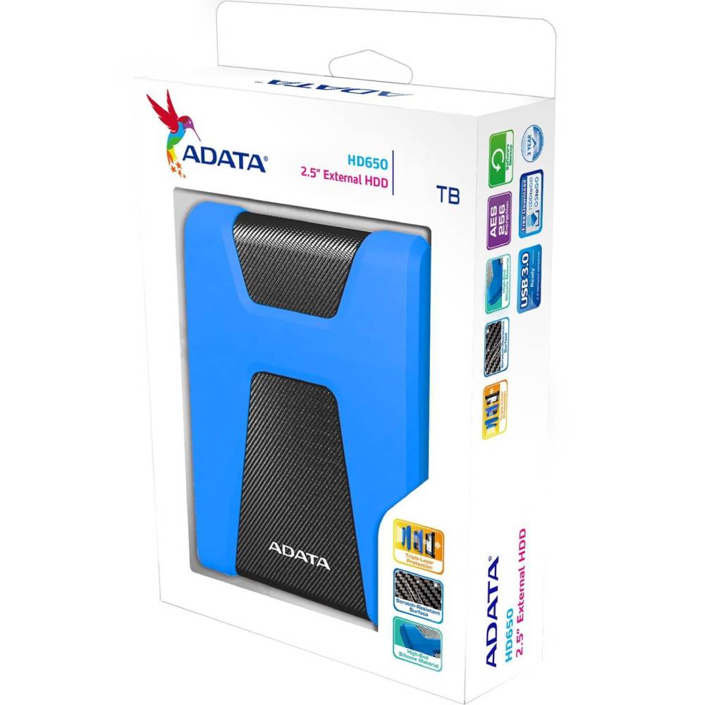 Зовнішній жорсткий диск ADATA 2.5" 2TB (AHD650-2TU31-CBL) Швидкість обертання 5400