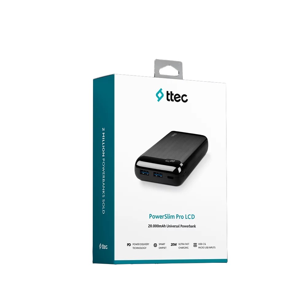 Powerbank TTEC 20000mAh LCD PD Black (2BB186S) Тип акумулятора Li-Pol