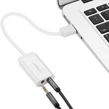 Звуковая карта UGREEN USB AUX jack, TRRS (Mic + Ear), 15cm White US205