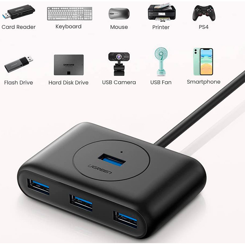 Покупка USB-хаб UGREEN USB 3.0 Hub 0.5 m Black (20290)