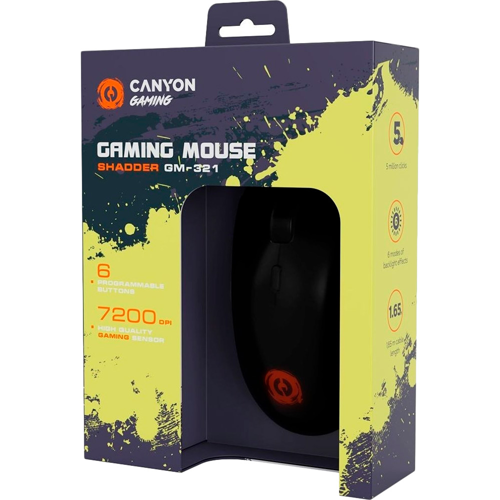 Зовнішній вигляд Миша CANYON Shadder GM-321 RGB Gaming Black (CND-SGM321)