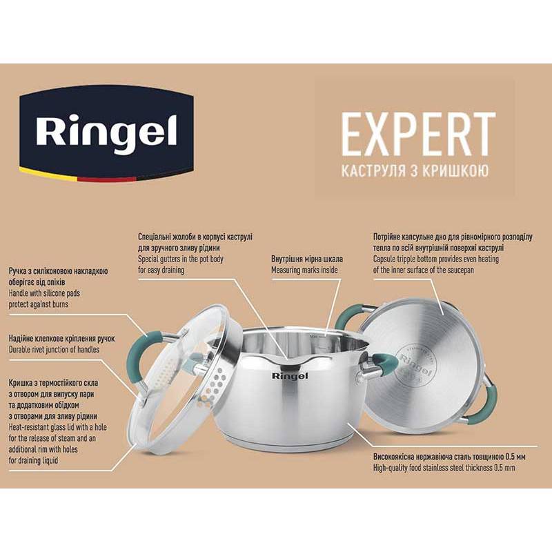 Кастрюля RINGEL EXPERT 1,6 л (RG 2018-16) Материал ручек силикон