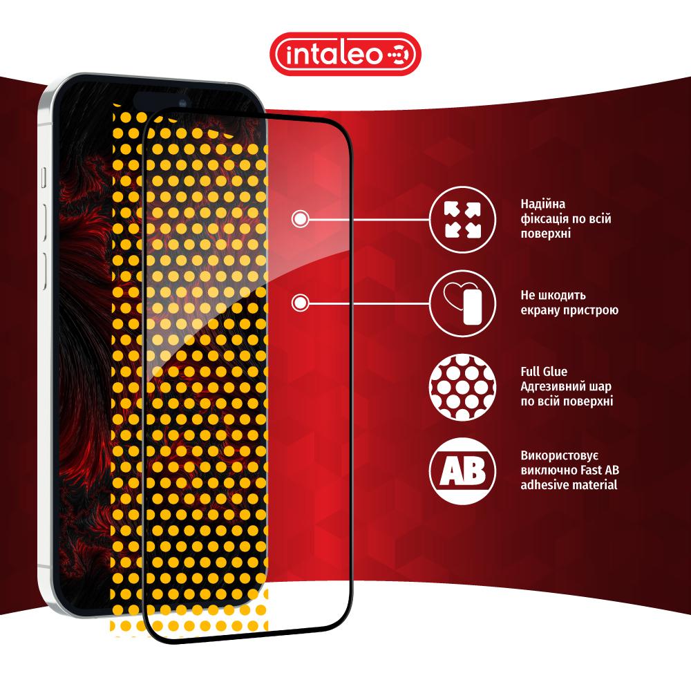 Защитное стекло INTALEO Full Glue для Apple iPhone 15 Plus Черный (1283126575334) Олеофобное покрытие True