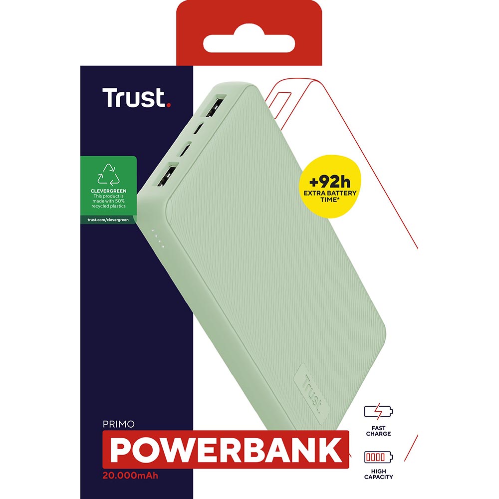 Powerbank TRUST Primo ECO 20000 mAh Green (25027) Тип аккумулятора Li-Pol