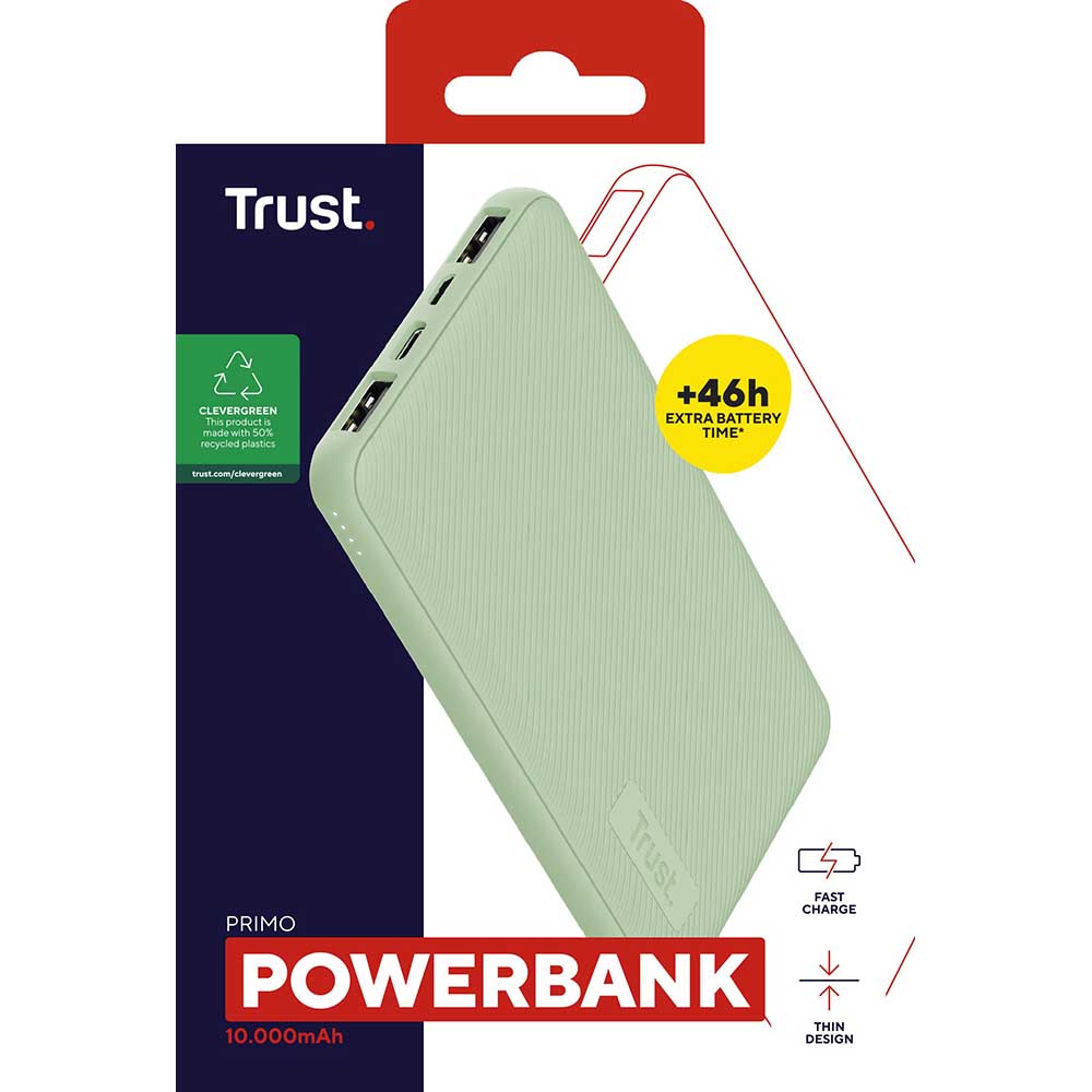 Powerbank TRUST Primo ECO 10000 mAh Green (25029_TRUST) Тип аккумулятора Li-Pol