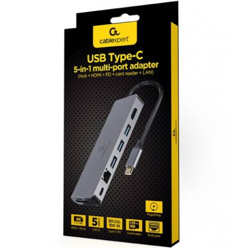 Док-станция CABLEXPERT USB Type-C 5-in-1 (A-CM-COMBO5-05) Дополнительные разъемы microSD