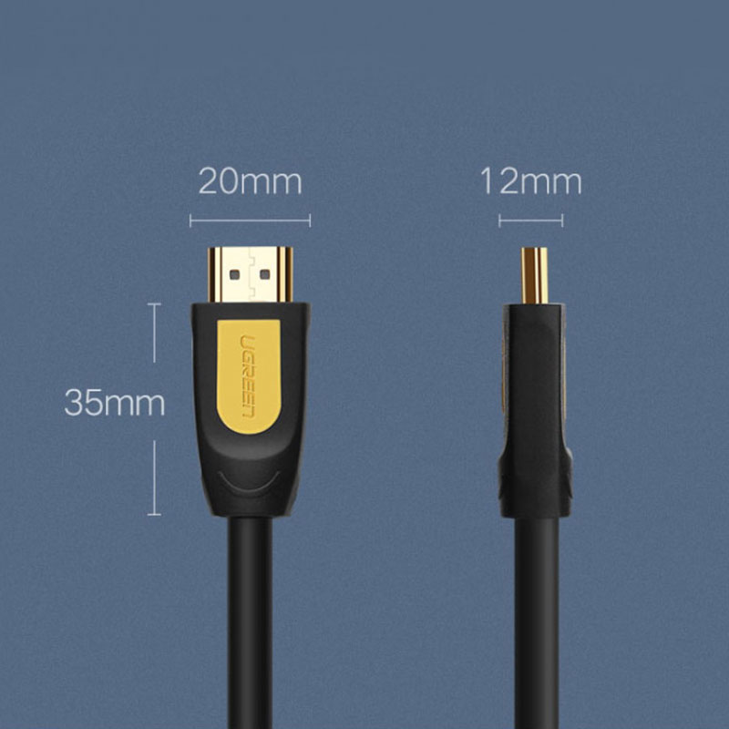 Кабель UGREEN HD101 HDMI Round Cable 1m (UGR-10115) Коннекторы папа-папа