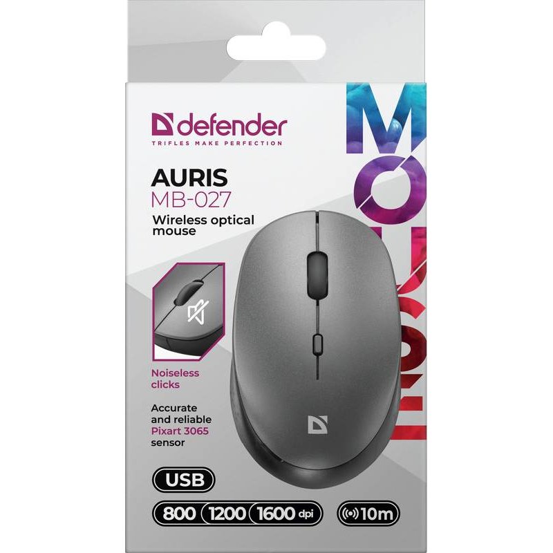 Зовнішній вигляд Миша DEFENDER Auris MB-027 grey (52029)