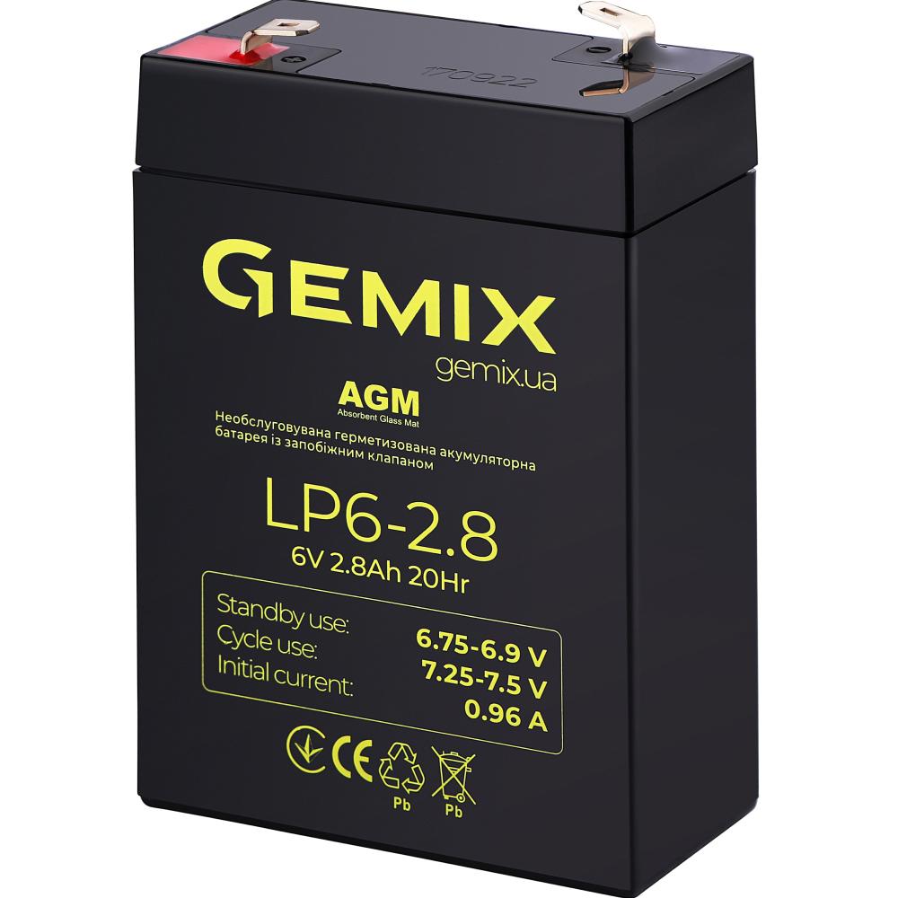 Аккумулятор GEMIX 6V 2.8Ah AGM Black (LP6-2.8F1) Емкость 2.8