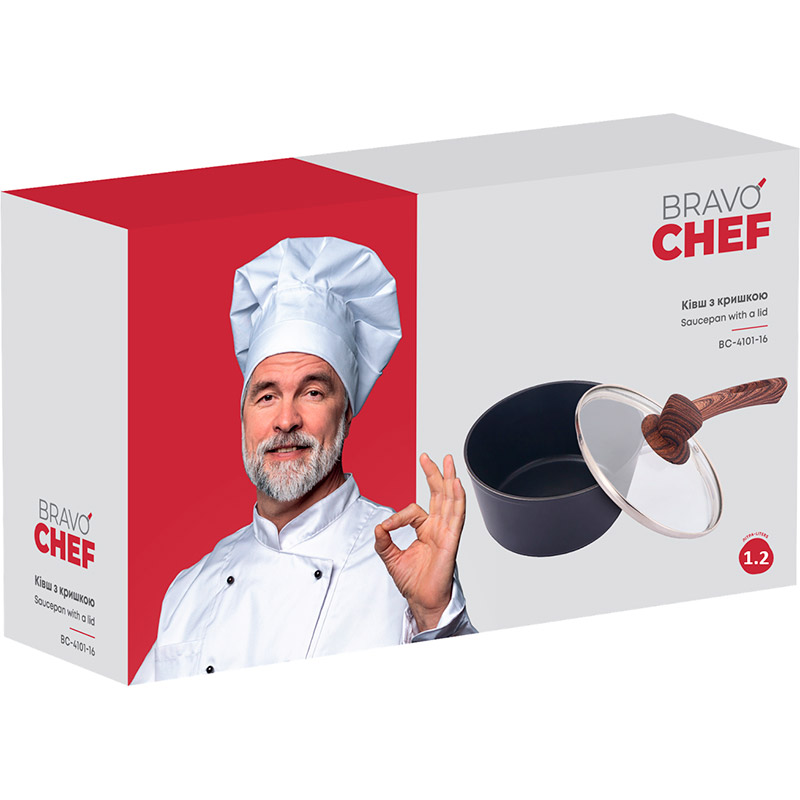 Ковш BRAVO CHEF 16 см 1.2 л (BC-4101-16) Диаметр/длина 16