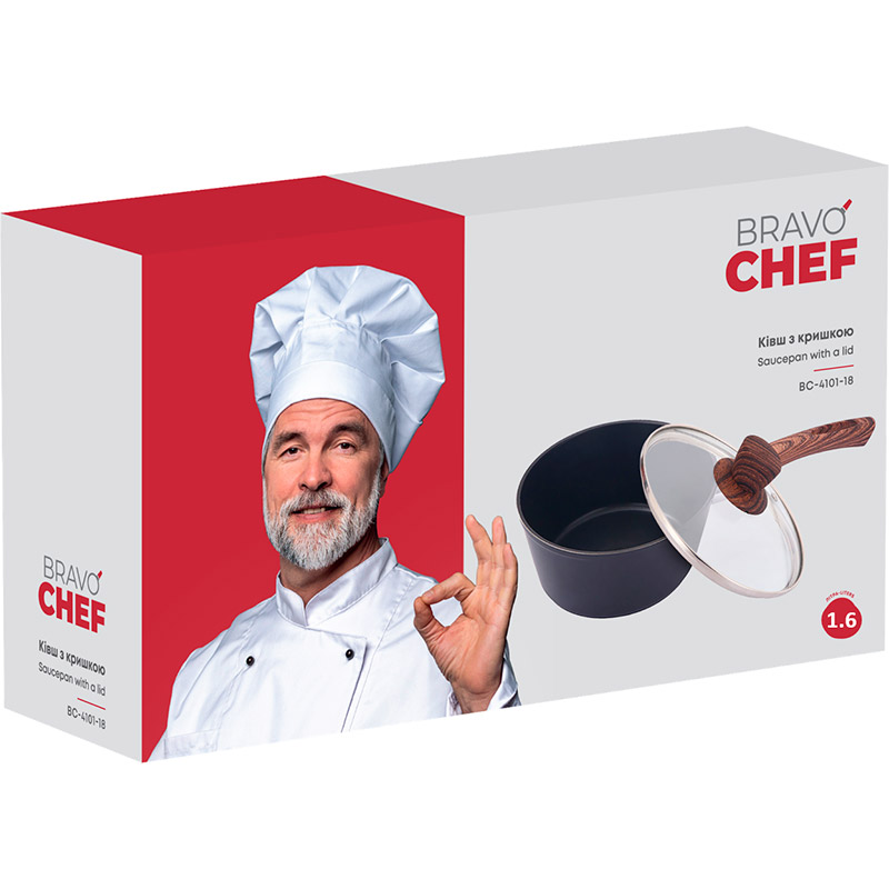 Ківш BRAVO CHEF 1,6л Black (BC-4101-18) Діаметр/довжина 18