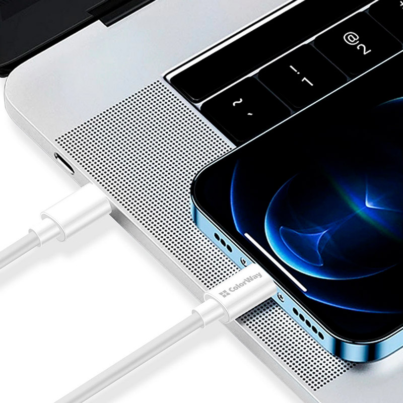Внешний вид Кабель COLORWAY Type-C-Type-C 65 W 3 А TPE PD Fast Charging 2 м White (CW-CBPDCC056-WT)