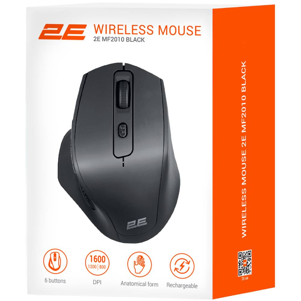 Мышь 2E MF2010 Rechargeable WL Black (2E-MF2010WB) Разрешение сенсора 1600