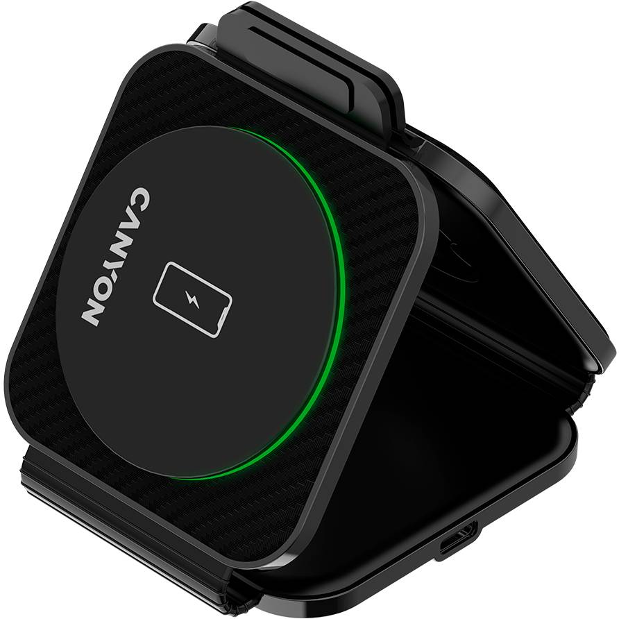 Бездротовий зарядний пристрій CANYON Foldable WS-305 3 в 1 Black (CNS-WCS305B) Вихідний роз'єм USB Type-C