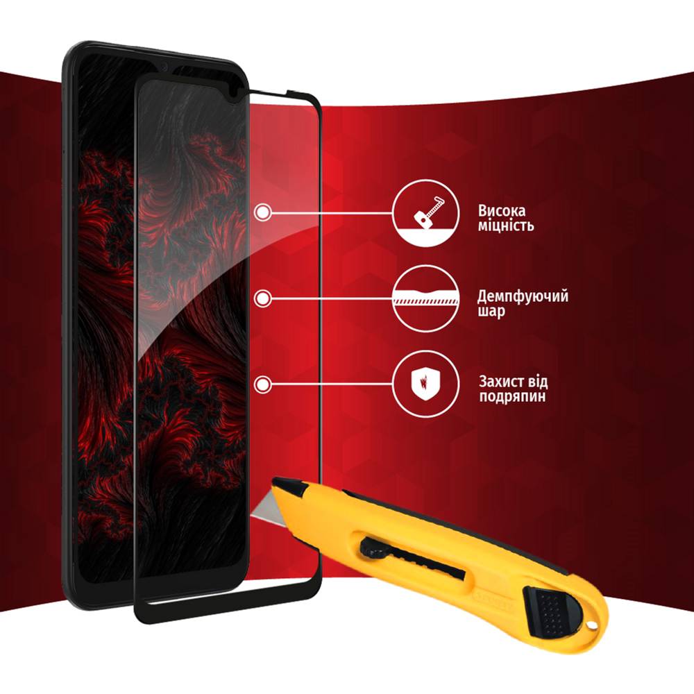 Защитное стекло Intaleo Full Glue для Samsung Galaxy A03 Black (1283126521638) Олеофобное покрытие True