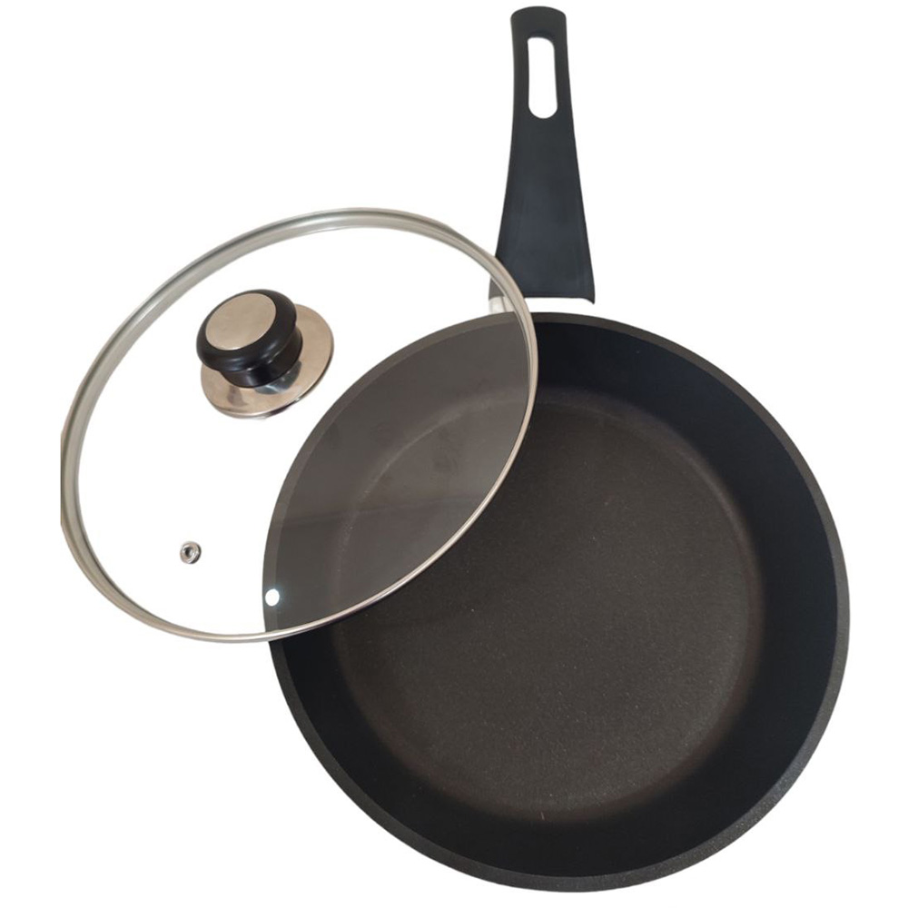 Сковорода з кришкою TALKO Веста-Light 24 см Dark Grey (AD40243) Висота борту 6