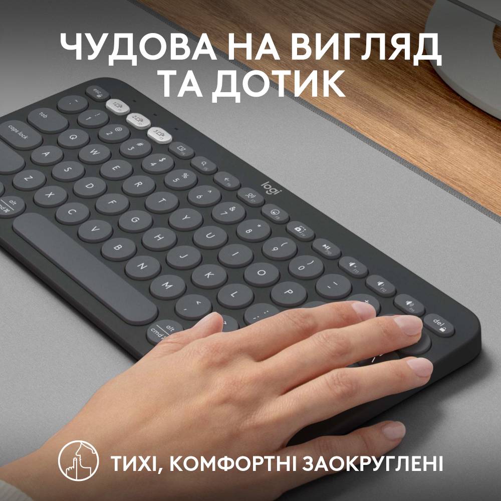 Клавіатура LOGITECH Pebble Keys 2 K380s Graphite (L920-011851) Підключення бездротове