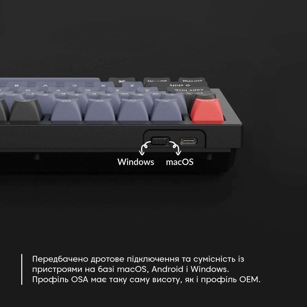 Клавиатура KEYCHRON Q5 Gateron G PRO Red USB-A RGB Blue (Q5O1Z_KEYCHRON) Подключение проводное
