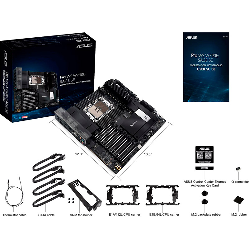 Материнская плата ASUS PRO WS W790E-SAGE SE (90MB1C20-M0EAY0) Поддерживаемые процессоры Socket LGA4677 для Xeon W-3400 и W-2400