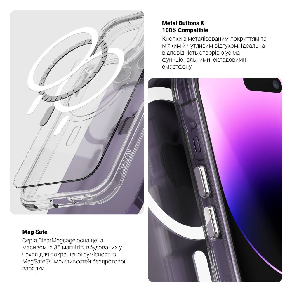 Чохол ARMORSTANDART Clear Magsafe для Apple iPhone 14 Pro Transparent (ARM68055) Матеріал поліуретан