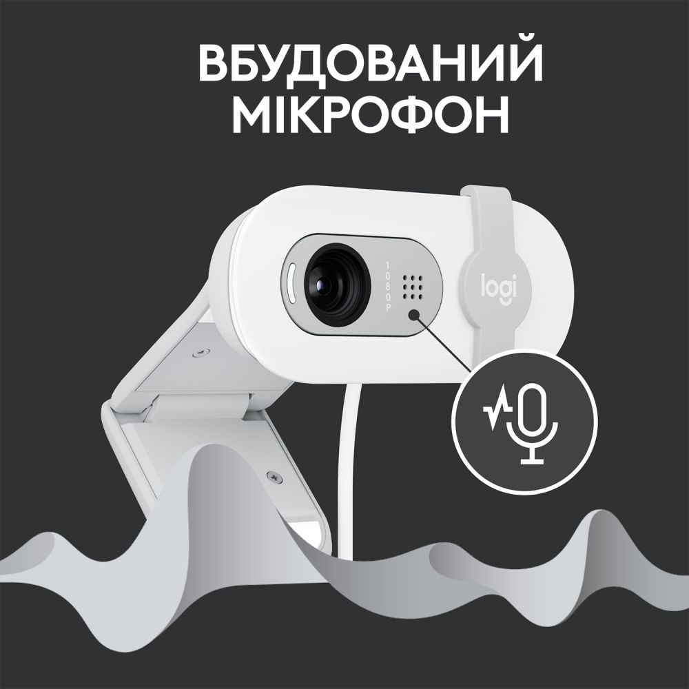 Web-камера LOGITECH Brio 100 FHD White (L960-001617) Размещение на мониторе