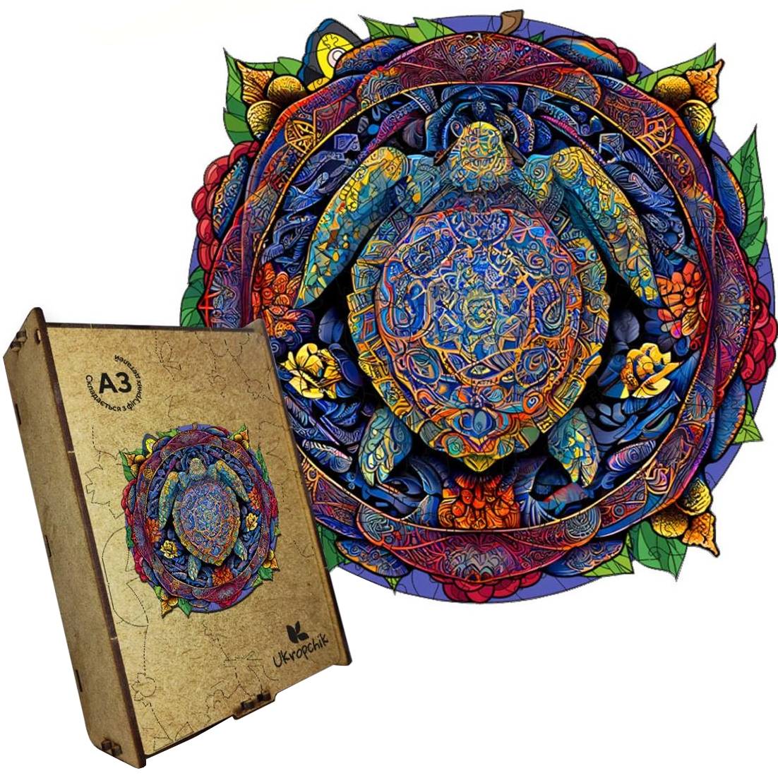 Пазл UKROPCHIK Мандала Черепаха size L (Mandala Turtle A3)