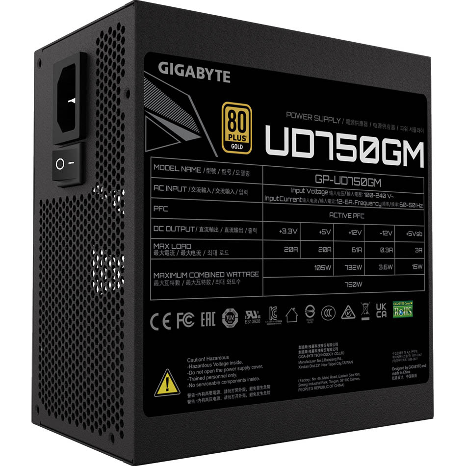 Блок живлення GIGABYTE UD750GM Корекція коефіцієнта потужності PFC   активна