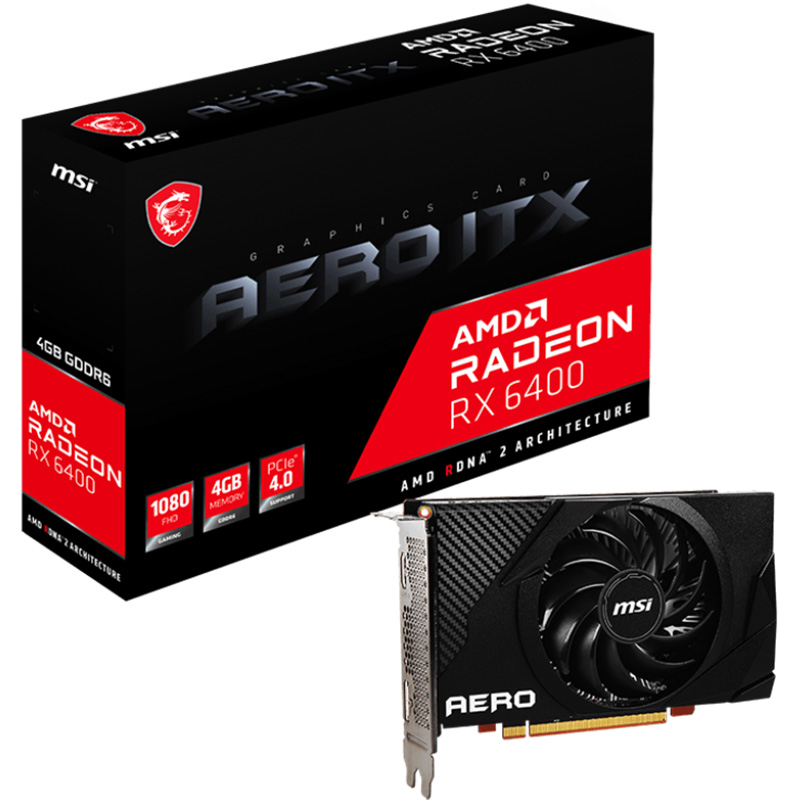 Фото 4 Відеокарта MSI Radeon RX 6400 AERO ITX 4Gb 64bit 2039Mhz (RX6400 AERO ITX 4G)