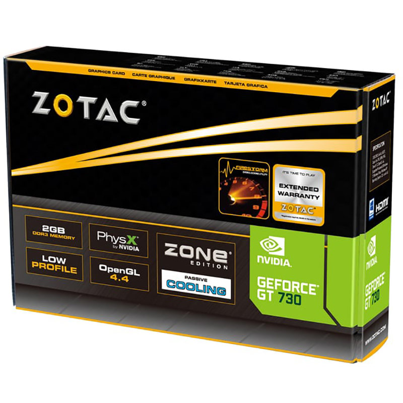 Фото Видеокарта ZOTAC GT730 2GB 64bit 902/1600MHz Zone Edition (ZT-71113-20L)