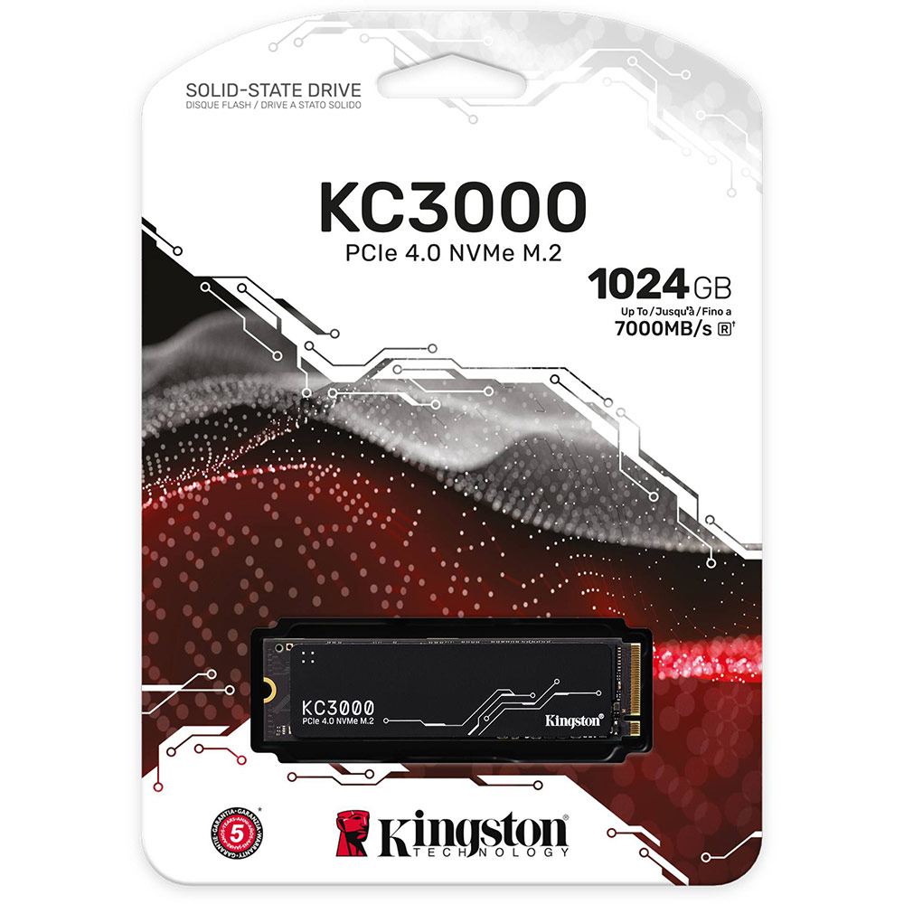 SSD накопитель KINGSTON KC3000 1TB M.2 NVMe 2280 (SKC3000S/1024G) Тип твердотельный накопитель (SSD)