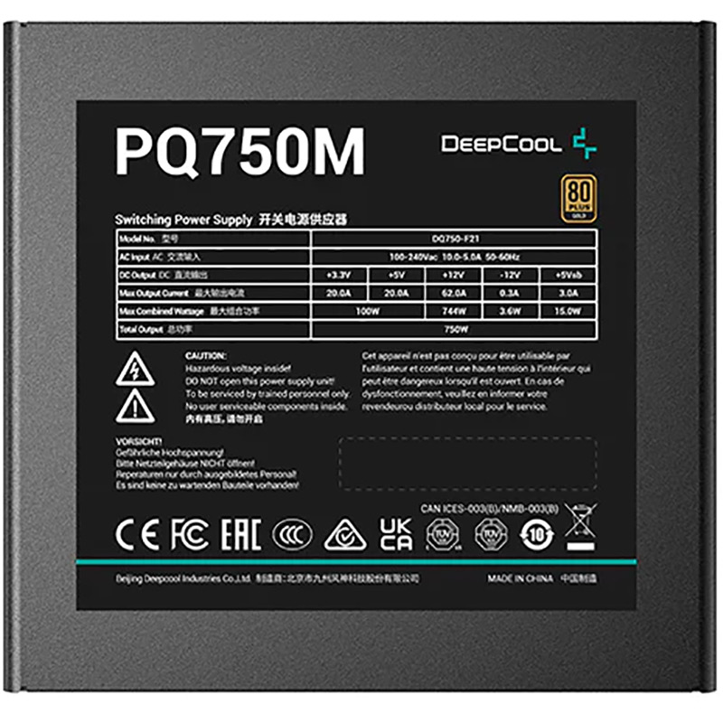 Блок питания DEEPCOOL PQ750M (R-PQ750M-FA0B-EU) 750W Назначение для настольного компьютера