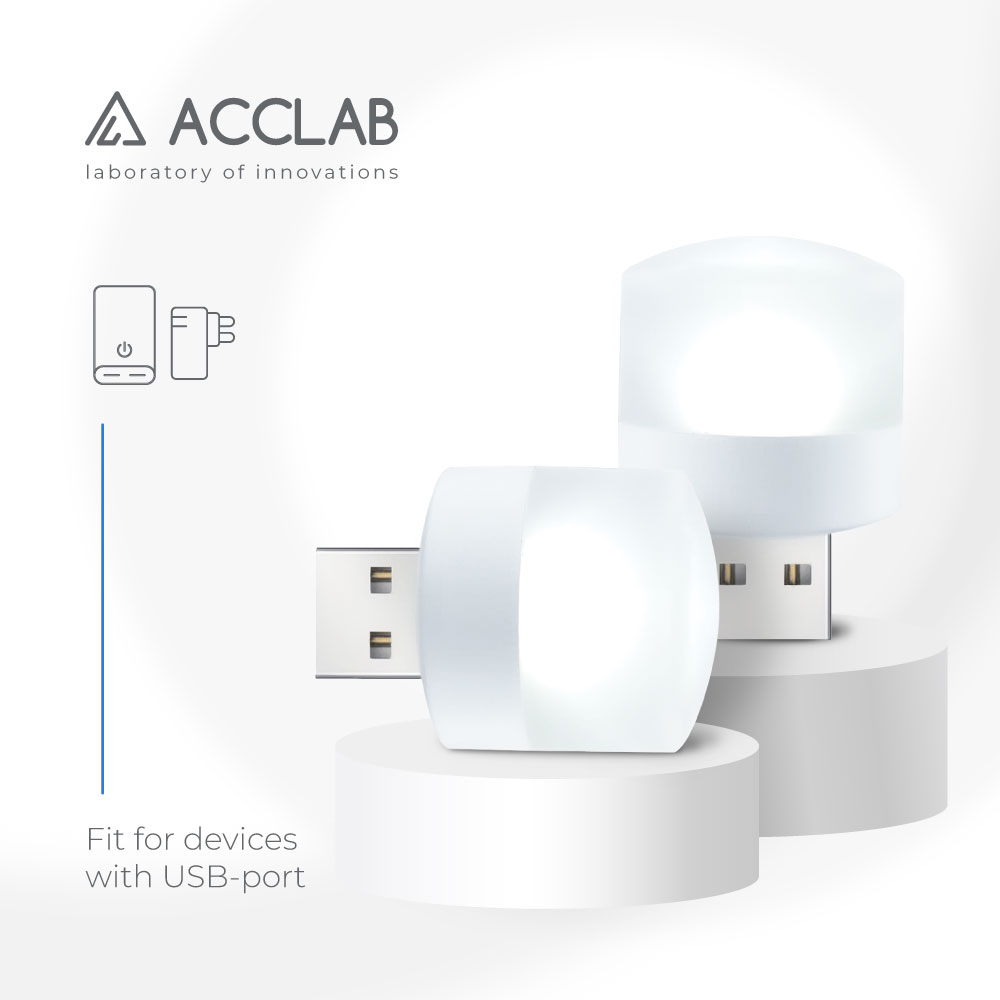 USB-лампа ACCLAB LED AL-LED01 1W 5000K White (1283126552809) Цвет белый