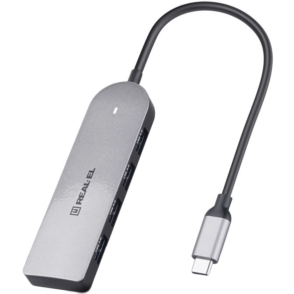Зовнішній вигляд USB-хаб REAL EL CQ-415 Type-C USB 3.0 Grey (EL123110001)