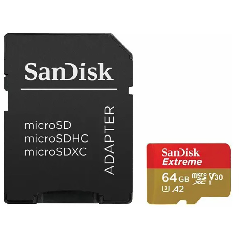 Карта пам'яті SANDISK microSDXC 64GB Extreme V30 UHS-I U3 (SDSQXAH-064G-GN6MA) Карта пам'яті SANDISK microSDXC 64GB Extreme V30 UHS-I U3 (SDSQXAH-064G-GN6MA)