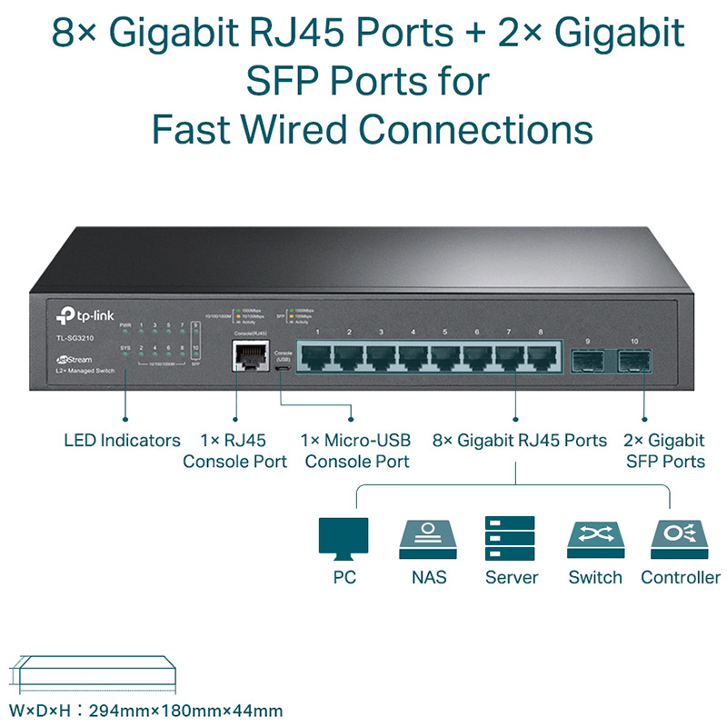 Коммутатор TP-LINK TL-SG3210 Форм-фактор монтируемый в стойку