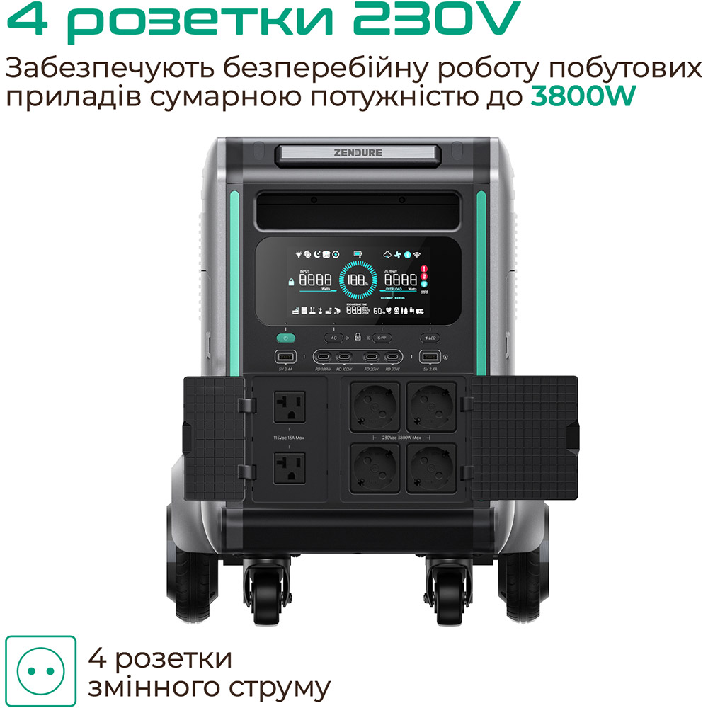 Зарядна станція ZENDURE SuperBase V4600 3800W 4608Wh Grey (ZDSBV4600-gy-eu) Спосіб заряджання від сонячної батареї