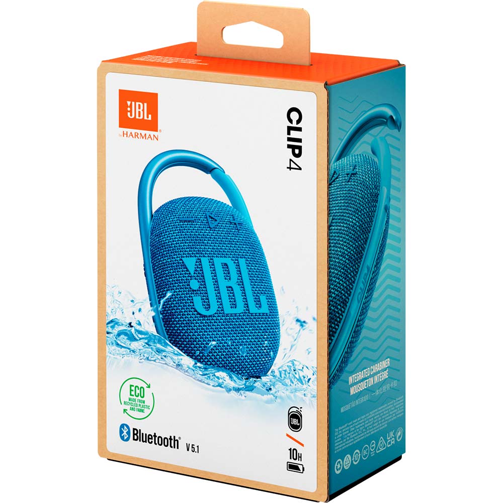 Фото Портативна акустика JBL Clip 4 Eco Blue (JBLCLIP4ECOBLU)