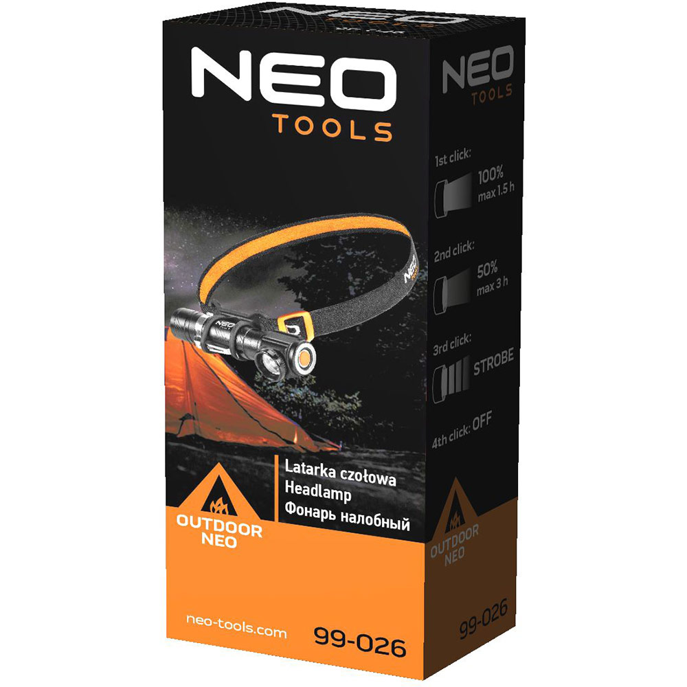 Ліхтар налобний NEO TOOLS 800 люмен 10Вт (99-026) Джерело енергії акумулятор
