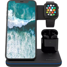 Беспроводное зарядное устройство CANYON WS-302 3 в 1 QI Black (CNS-WCS302B)