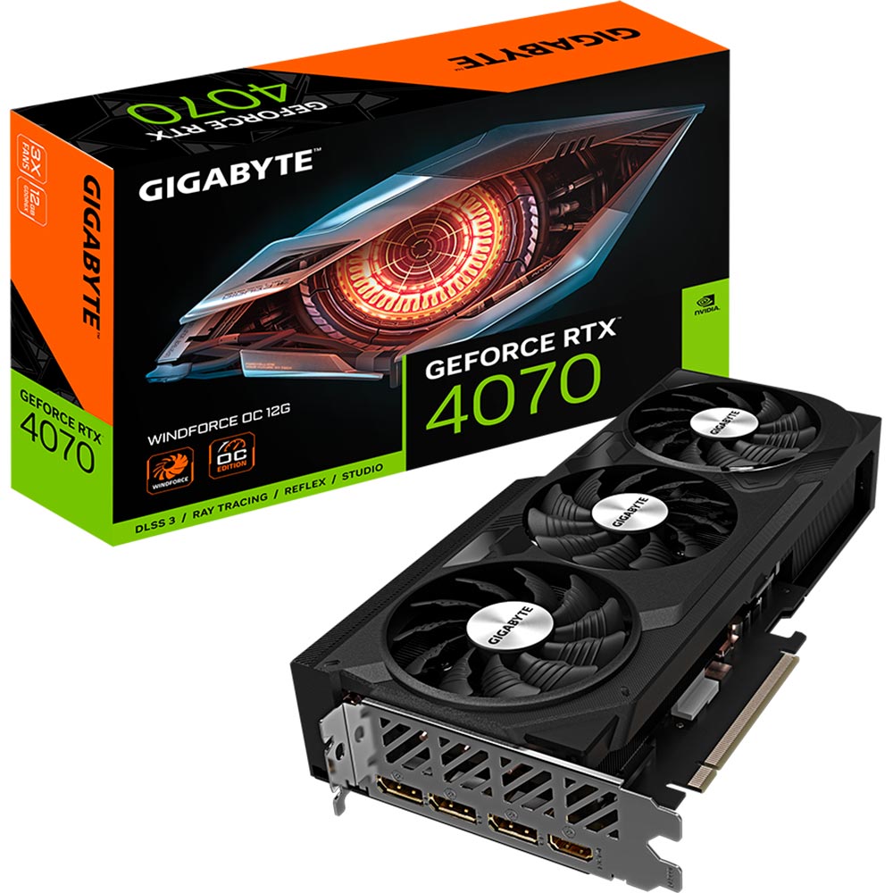 Замовити Відеокарта GIGABYTE GeForce RTX 4070 OC 12GB 192bit 2490MHz (GV-N4070WF3OC-12GD)