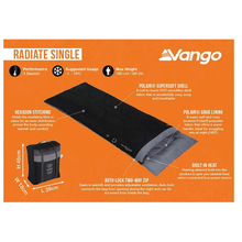 Спальник VANGO Radiate Single/-3°C с подогревом Black Left (SBQRADIATB05TJ8)