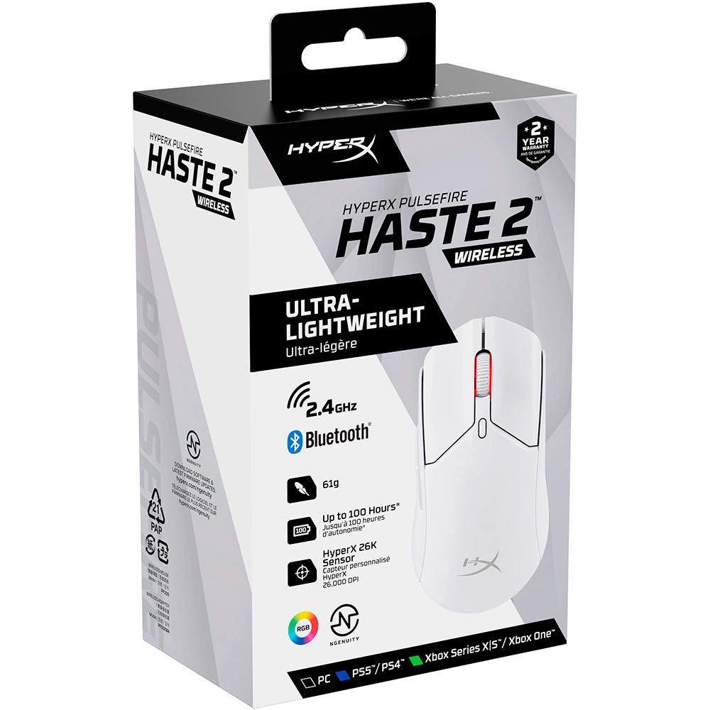 В Украине Мышь HYPERX Pulsefire Haste 2 Wireless White (6N0A9AA)