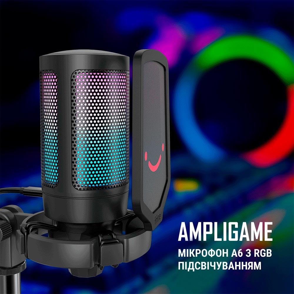 Мікрофон FIFINE Ampligame A6 RGB Чутливість 10