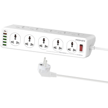 Мережевий фільтр PROMATE PowerMatrix-5M 10 розеток + 6xUSB 5м 10А 3x1.0мм2 White (powermatrix-5m.eu)