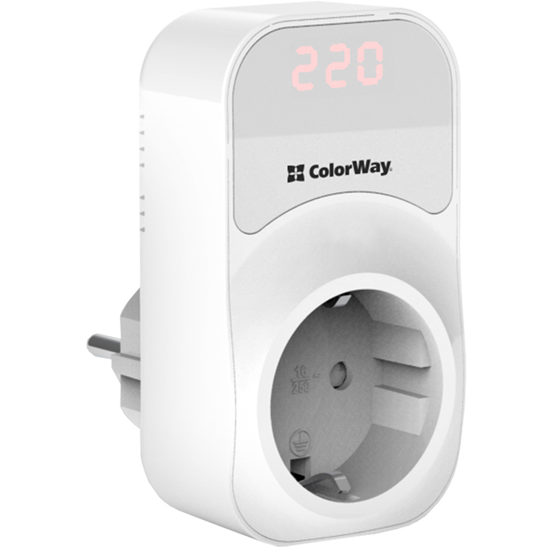 Реле напруги COLORWAY DS1 16A/3680W White (CW-VR16-01D) Кількість фаз 1