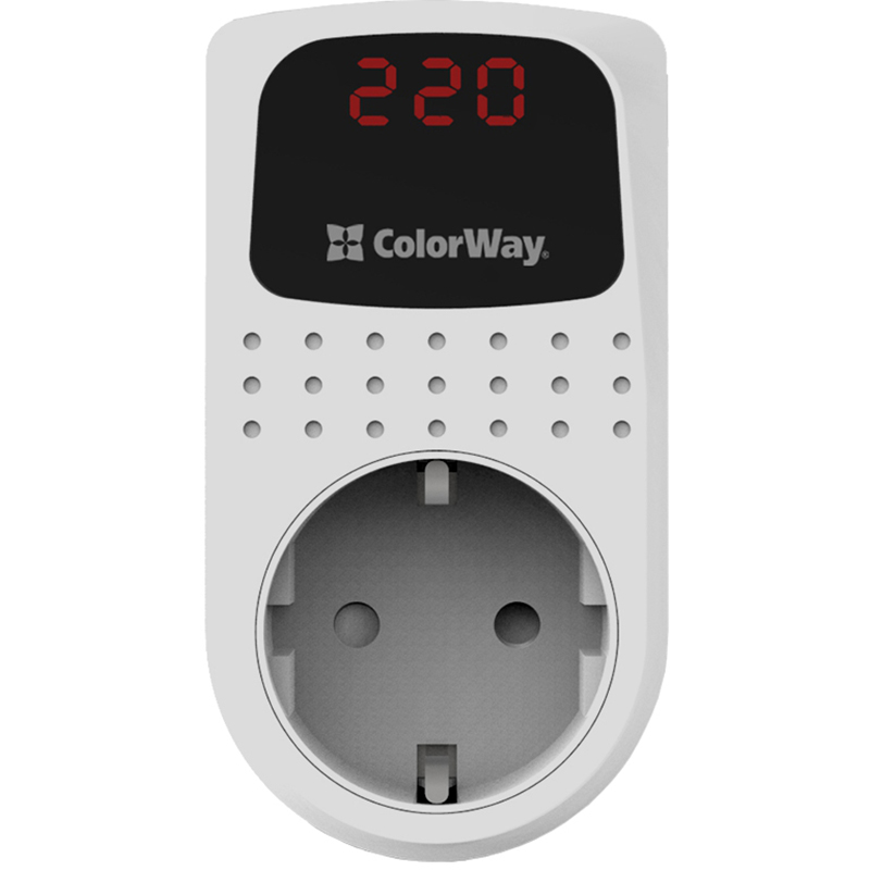 Реле напруги COLORWAY DS2 16A/3680W White (CW-VR16-02D) Встановлення у розетку