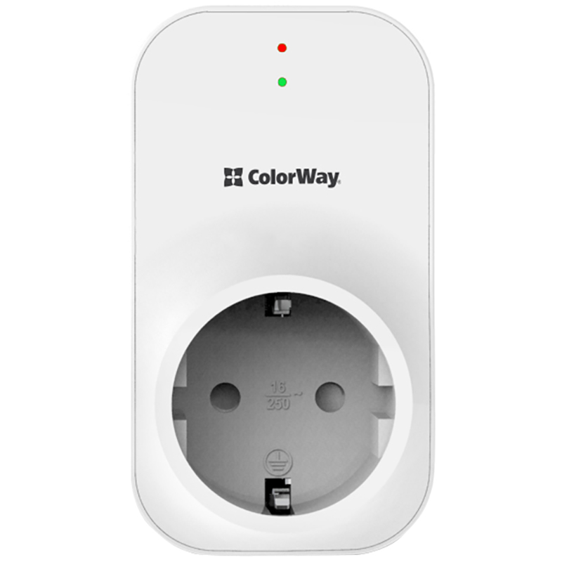 Реле напруги COLORWAY LED1 16A/3680W 165V/260V White (CW-VR16-03L) Встановлення у розетку