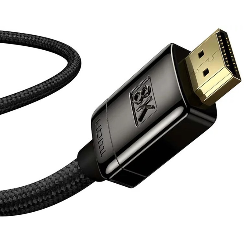 Кабель BASEUS HDMI M - M, 3m, V2.1 8K, HD Series Zinc alloy Black (WKGQ000201) Коннекторы папа-папа