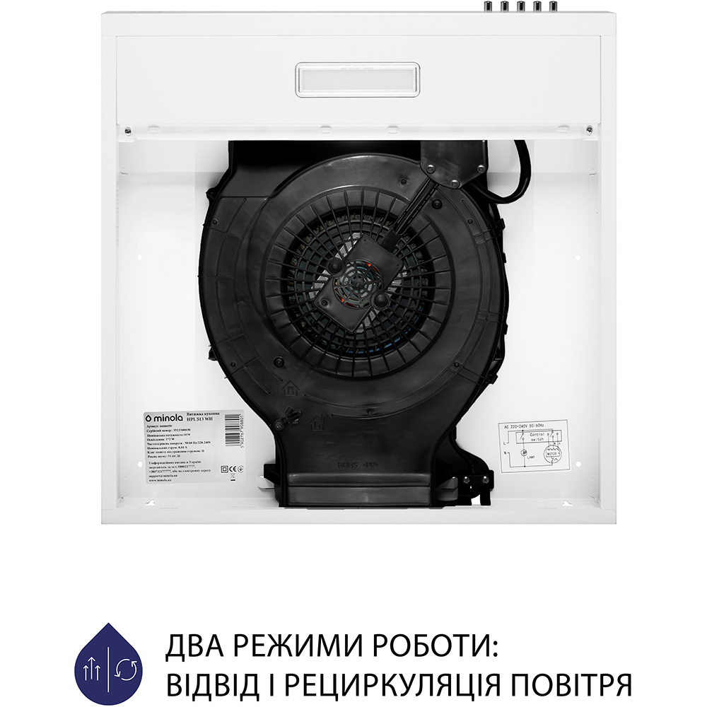 Внешний вид Вытяжка MINOLA HPL 513 WH